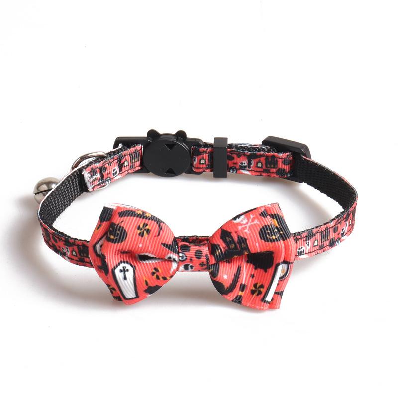 1Pcs New Cat Collar Bell Bow Halloween Web Series Neck Collar Cute Christmas Ghost Spider Skull Pumpkin Cat Dog Collar