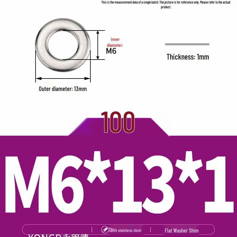 304 Stainless Steel Thickened Flat Washer / Ultra-thin Metal Gasket, Sizes M1.6-M10