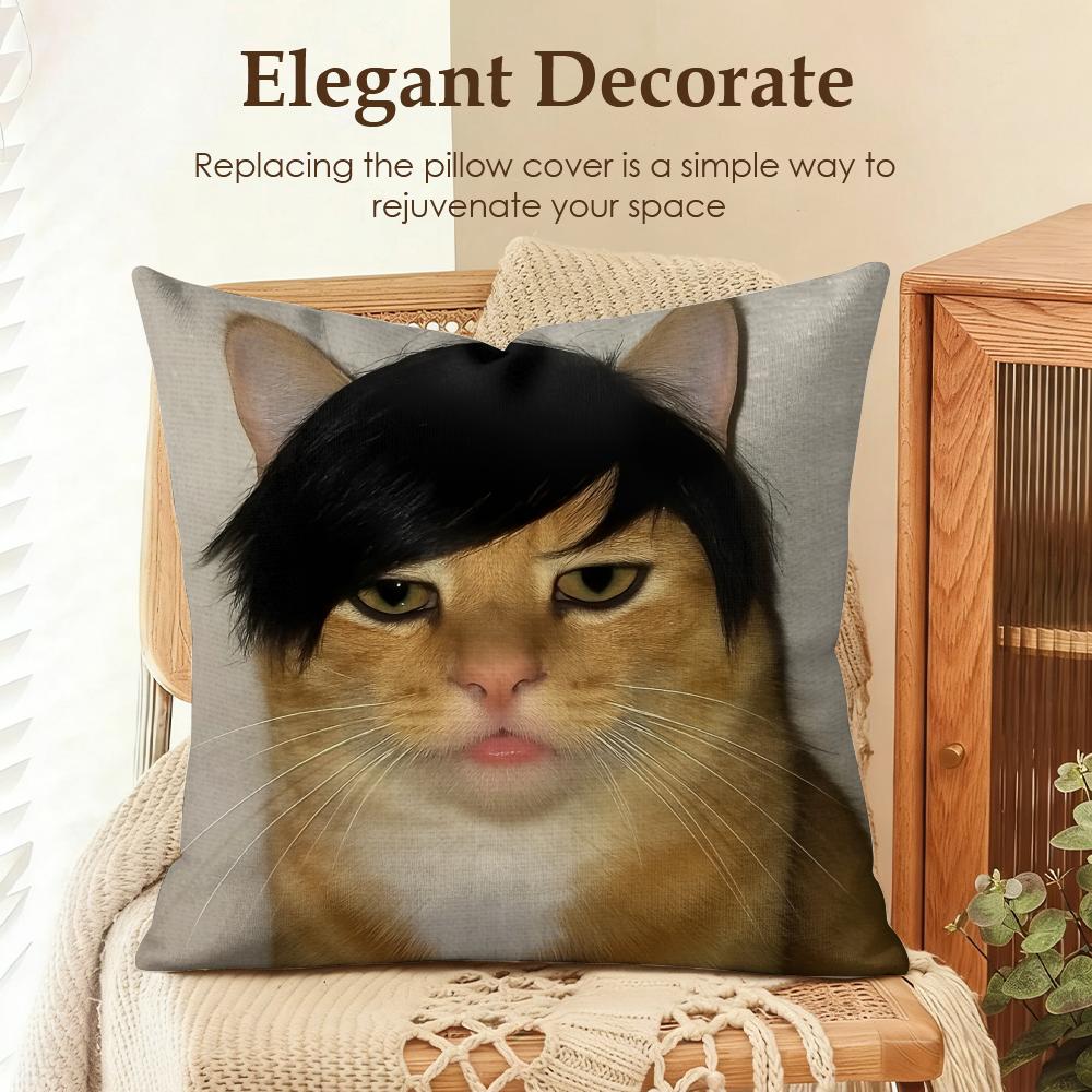 

Handsome fashion pretty cat Cushion Cover Natural Linen Organic Fabric DoubleSided Printing Sofa Home Decor Gift Pillow Case 30x30cm