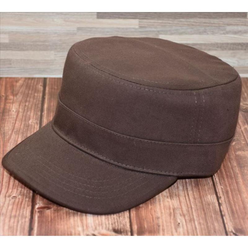 Stiff Military Hat Big Head Circumference Flat Top Hat Casual Fashion Autumn and Winter Men's Hat Casual Fashion Trendy European Version Hat