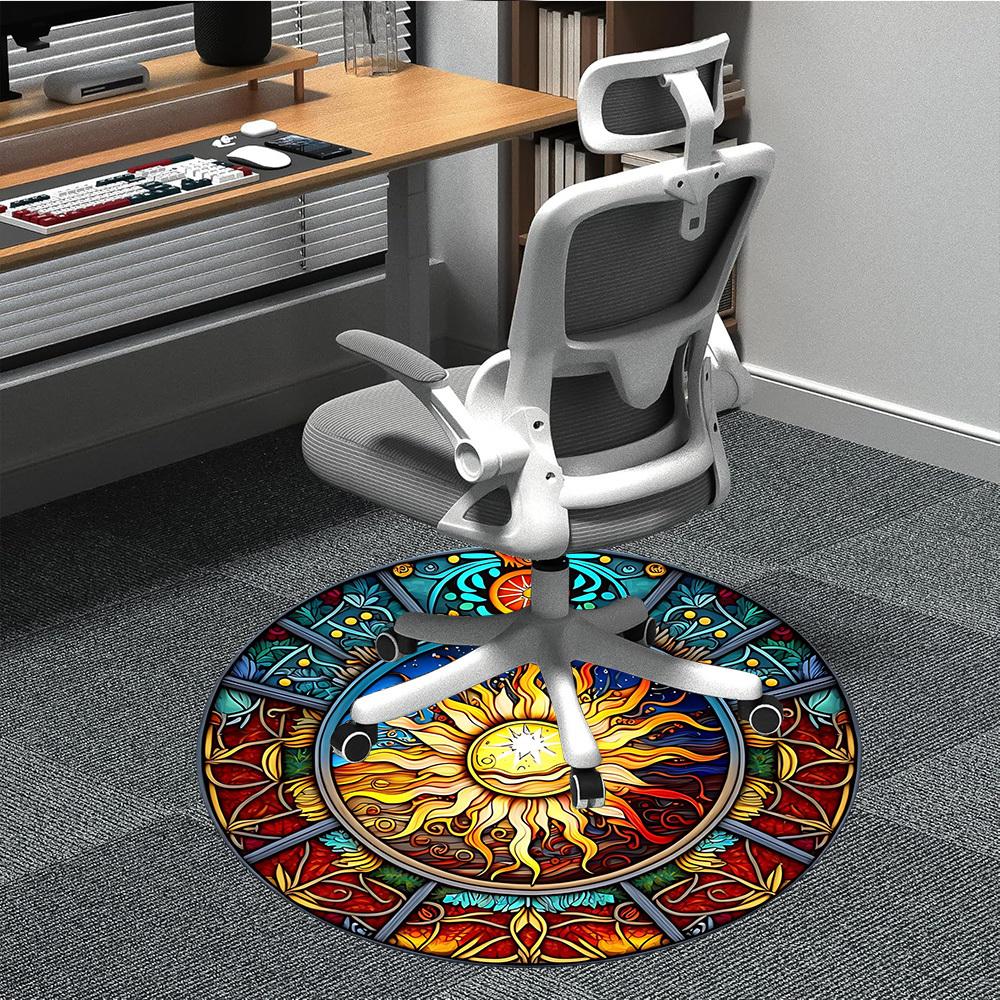 

1PC Stained Sun Design Chair Carpet for Office Non-Slip, Lightweight, Machine Washable Rug for Office, Sleeping, Room - Holiday Decoryy251009050 80cm by 80cm