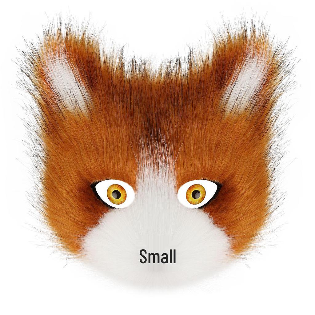 Halloween Faux Fur Cat-Fox Half Face Mask with Eyes - Cosplay Accessory