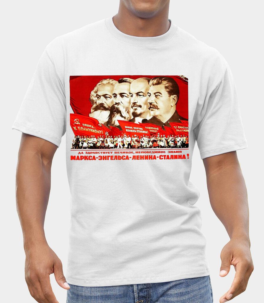 Marx Lenin Stalin Communist Propaganda T-SHIRT Men Cccp Print Tee Shirt Harajuku Streetwear