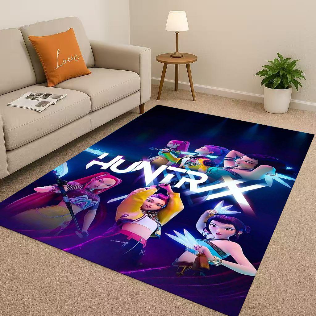 3D Cartoon Kpop Demon Hunters Zoey Rumi Mira Living Room Non-Slip Area Rug Carpet for Bedroom Playroom Sofa,Home Decor Doormat