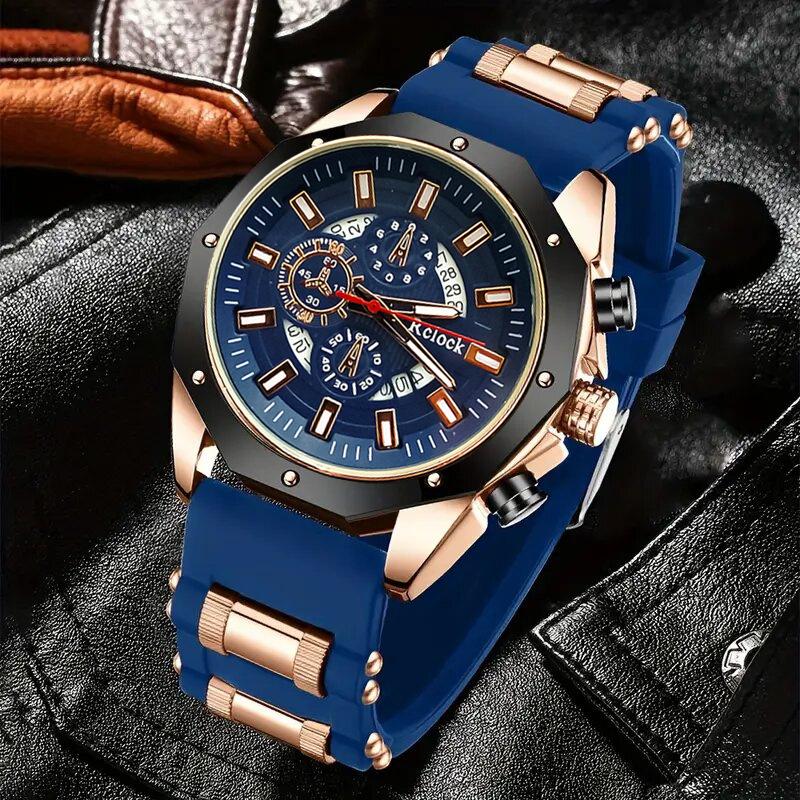 Men S Silicone Strap Calendar Quartz Watch Sports Hand Men S Watch