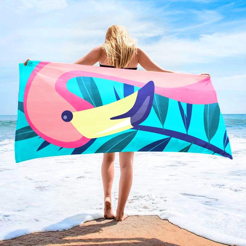 Tropical Palm Tree Beach Towel Summer Ocean Landscape Print Large Bath Towel Quick Dry Sand Free Swimming Pool Vacation Blanket