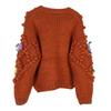 Women's Floral Round Neck Long Sleeve Cable Knit Cardigan