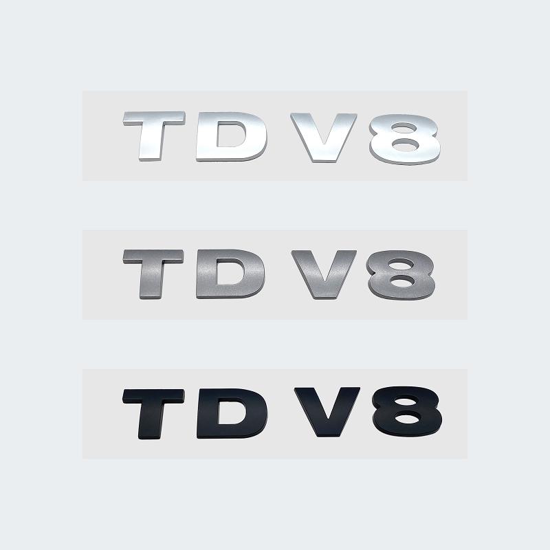 3D Stereoscopic TDV8 Chrome Black ABS Letters Emblem Car Rear Trunk Decoration Badge Sticker For SUV Car Accessories