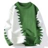 Autumn and Winter Men's Thickened Loose and Warm Knitted Sweater Contrasting Color Youth Bottoming Shirt