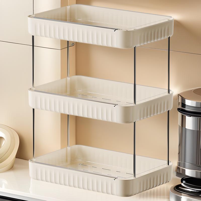 Dvouvrstvá čajová souprava a stojan na uložení šálků - Domácí pultový tác, Design bez nutnosti vrtání