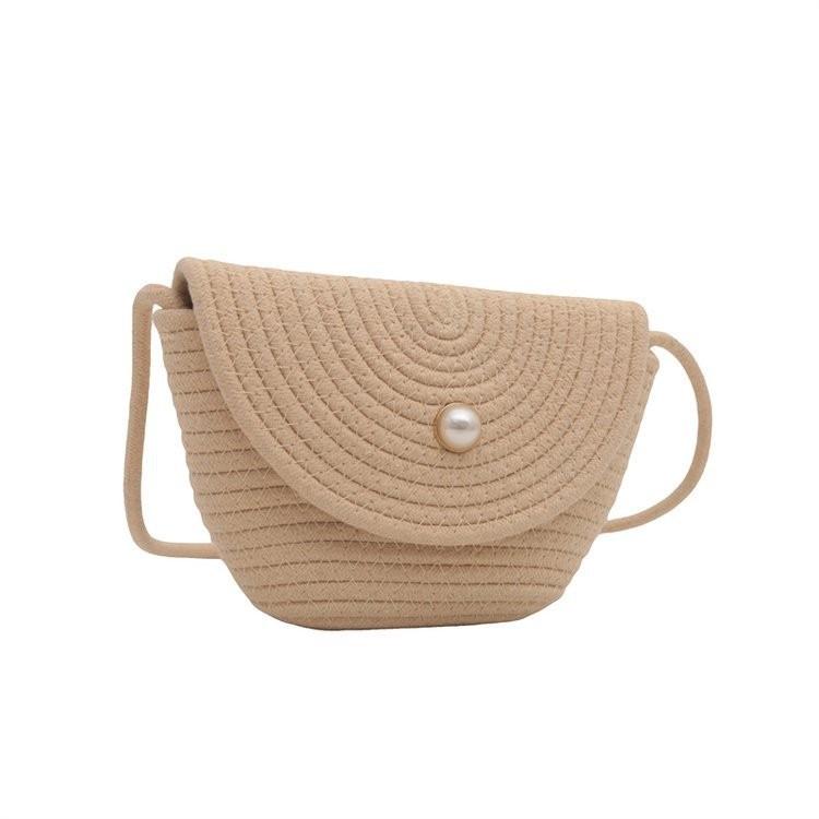 Trendy Light Brown Woven Bag Versatile Casual Travel Shoulder Purse For Ladies