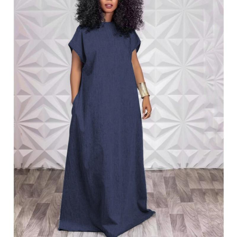 Летнее женское джинсовое удлиненное платье больших размеров — фото 5