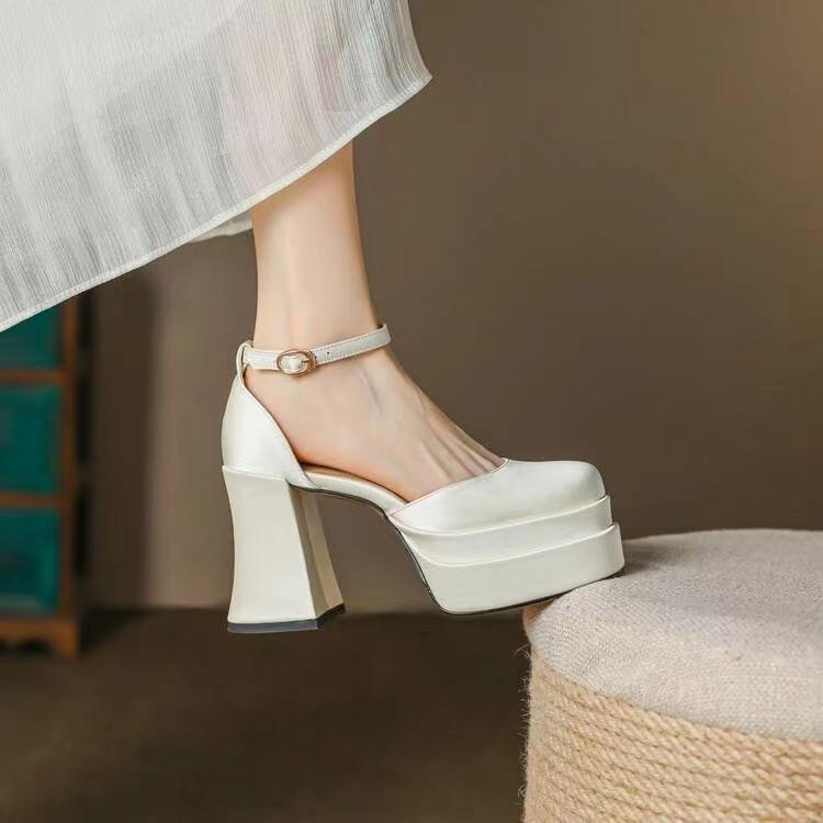 Wedding Shoes Wedding Artifact Small Thick Heel Muffin Bottom Waterproof Table Mary Jane High Heels Autumn New Models