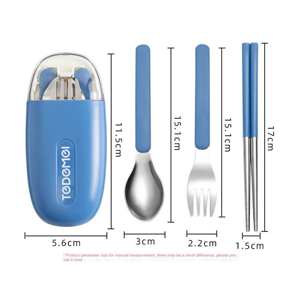 3Pcs/Set Detachable Chopstick Fork Spoon Set Student Eating Tableware  For Outdoor Travel