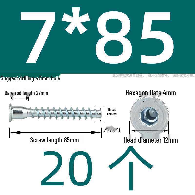 Hex Socket Phillips Countersunk Wood Screws for Furniture & Cabinet, Self-Tapping, M5/M6/M7
