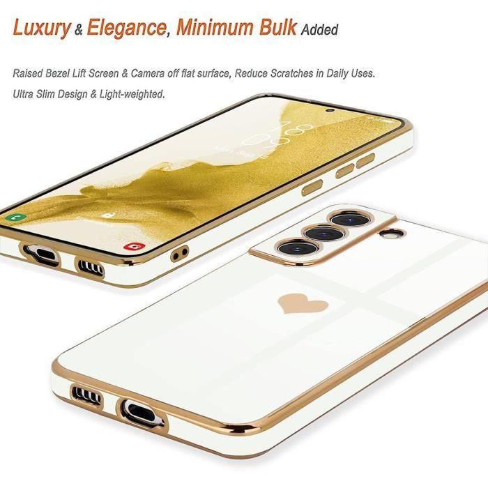 Coque - Samsung - Galaxy S21 - Silicone TPU - Motif Cœur Doré - Protection Antichoc