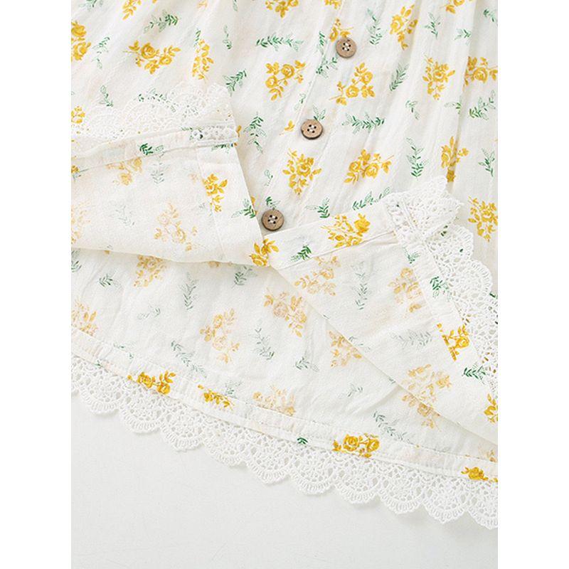 Kids Floral Suit Skirt 2024 Summer New Girl Pure Cotton White Woven Short Sleeve T-shirt Thin Two-Piece Suit 6