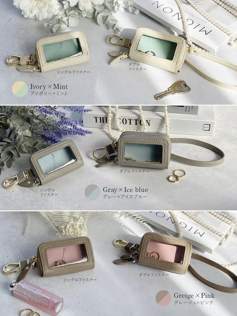 Encore Smart Key Case [High-Quality Genuine Leather] Women's Genuine Leather Strap with Clear Window, Compact Key Case, Popular and Stylish Gift for