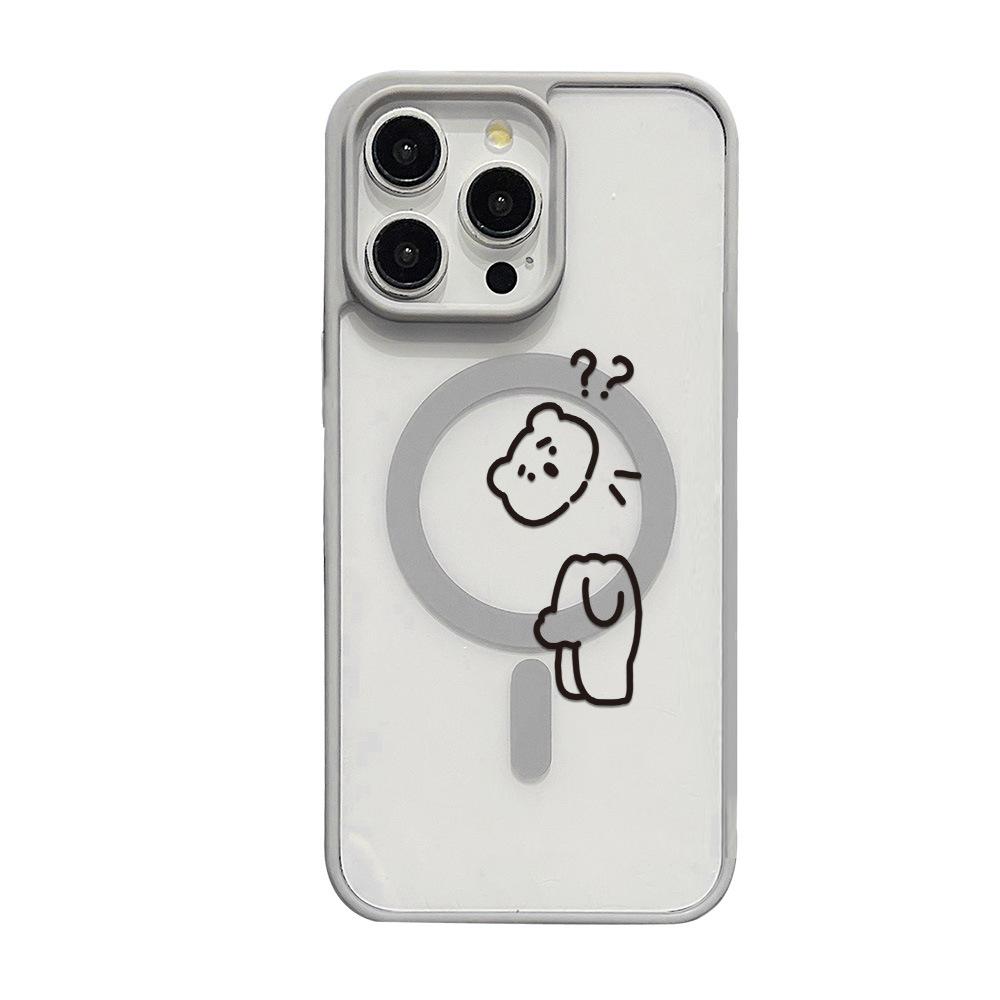 Süßer Bär ist geeignet für iPhone17promax mattes Acryl magnetische Handyhülle 16/15 Sturzschutz 14 Zoll.