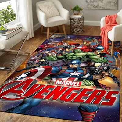 1ks Kobercový kobereček Marvel Avengers Super hrdinové, Protiskluzová podložka, Design s kreslenými postavičkami, Měkký samet, Dekorace do pokoje, Omyvatelný
