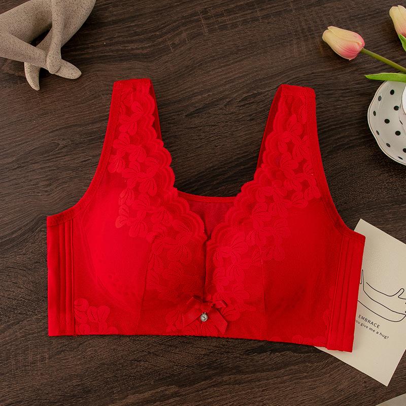 

Large size bra gather and close the sub-breast hole cup, adjust the large size processing bra 44/100CD червоний