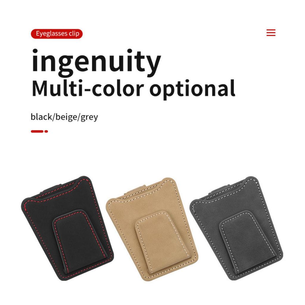 KaminoKa Sunglasses Holder Eyeglass Holder Sun Visor Storage Card Case Ticket Holder (Beige)