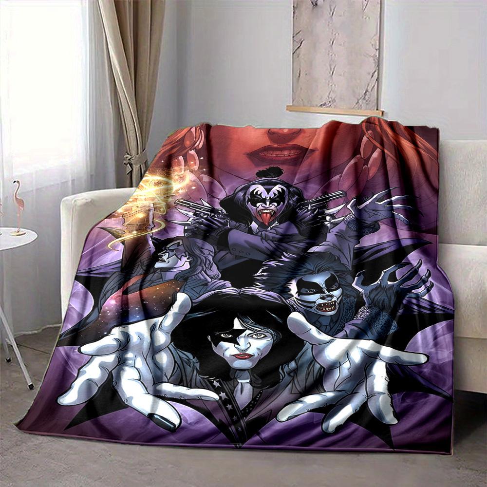 

1pc KISS Band Flannel Blanket, Soft Skin Friendly with Digital Printing, Various Sizes Available for Family, Friends, Birthday 80x120cm