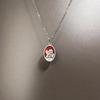 Exquisite Gothic Red Drip Glaze Sliver Color Geometry Oval Double-sided Angel Pendant Necklace for Women Jewelry Accessory Gifts