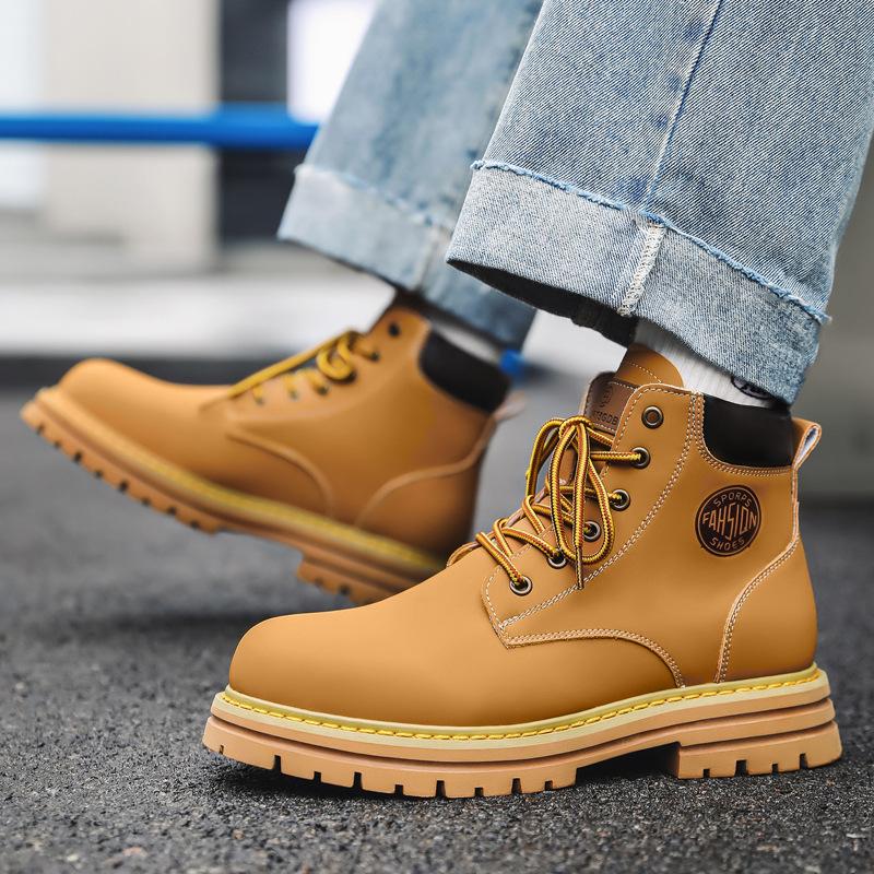 Martin boots men's summer breathable mid-rise kick not bad rhubarb boots men's high-top thick-soled tooling boots 3455-J