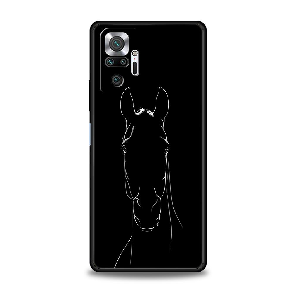 Animal Art Horse Phone Case For Xiaomi Redmi Note 14 13 5G 10 11 12 Pro Plus 4G 14C 13C 12C 10C Black Cover