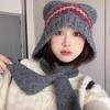 Upgraded Bear Ear Protection Hat for Women's Autumn and Winter Neck Protection Scarf Integrated Knit Hat Outdoor Warm Balaclava Hat