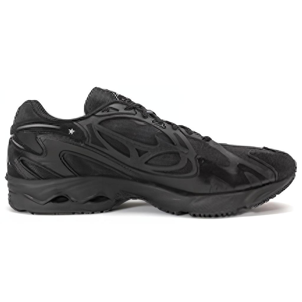 Mizuno Wave Rider Fabric Synthetic Leather Retro Thick Sole Shock Absorption Slip Resistant Wear Resistant Breathable Mid Top Casual Shoes D1GH222305