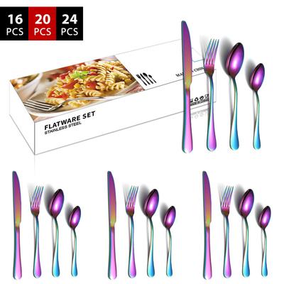 16/20/24-Piece Tableware Set Four Main Pieces Steak Knife, Fork and Spoon New Gift Box Suit