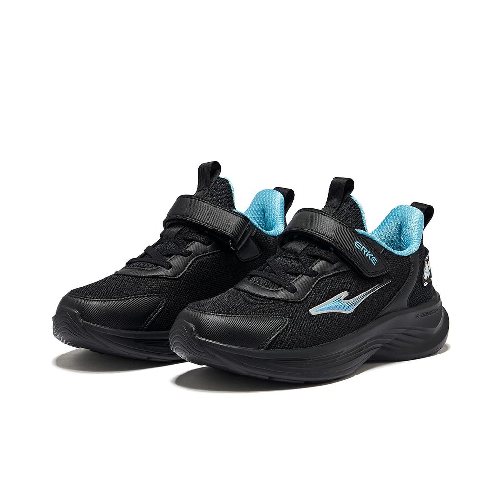Erke Childrens Mingao 2 Mesh Version Fitness Test Low-Top Running Shoes Kids sneaker Black Digital-Blue 65124303070-012