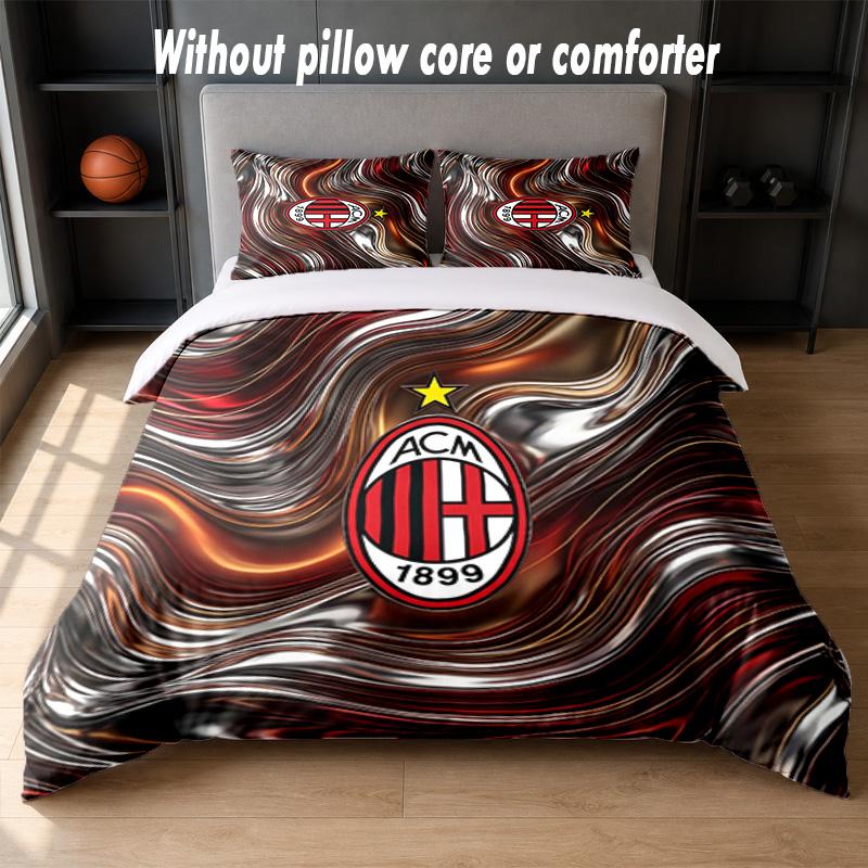 AC Milan Design Bed Bedding Set 1 Duvet Cover + 2 Pillowcases Soft Breathable Household Bed Linens