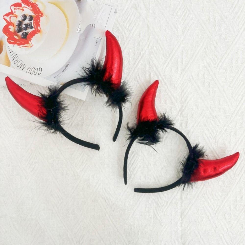 Decorations Devil Horns Headband Costume Glitter Headband Trendy Halloween Hair Band  Children