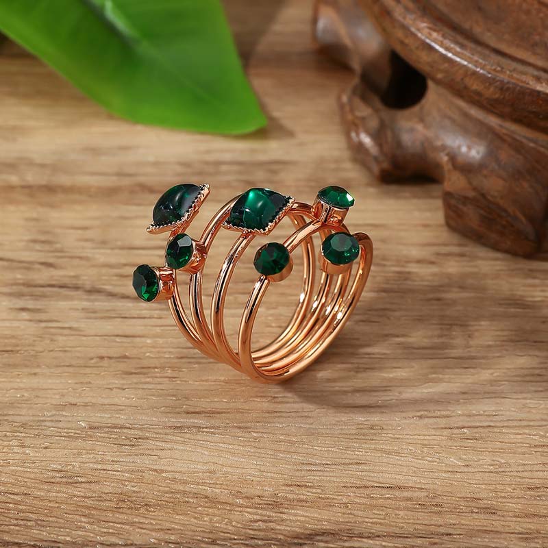 

Luxury Colorful Square Zircon Open Rings for Women Fashion Metal Multilayer Wrapped Geometric Knuckle Finger Ring Zircon зелений