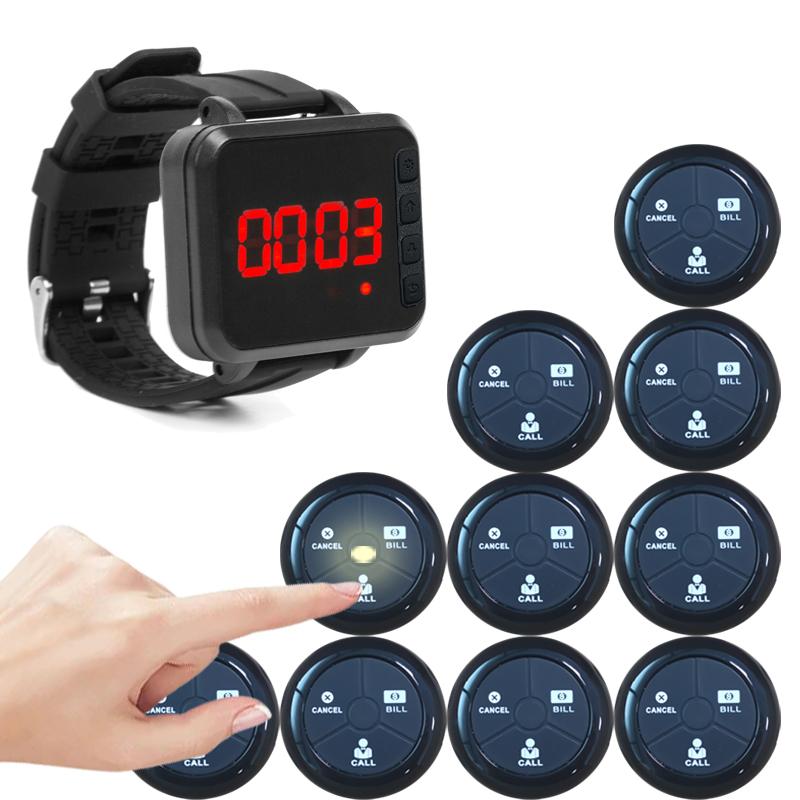 Restaurant Pager System Wrist Watch Call Button Wireless Bar & Restaurant Guest Table Call Button чёрный
