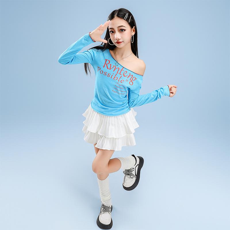 Girls' Cool Blue Jazz & Hip Hop Dance Costume for Performances