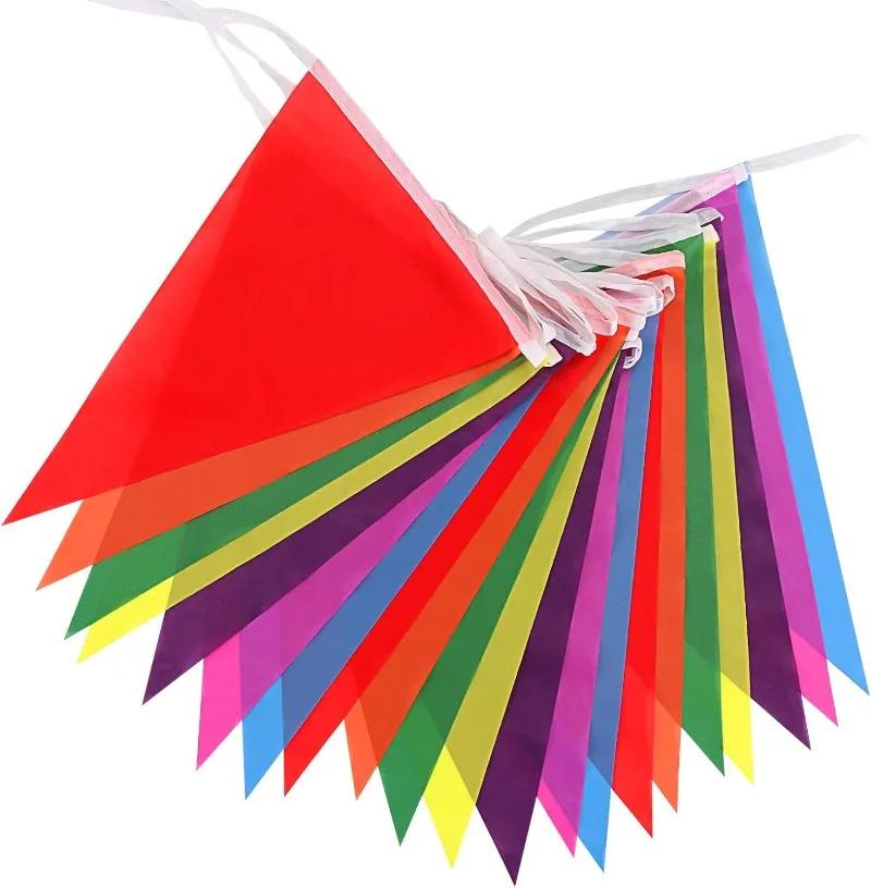 200/100/50M Colorful Triangle Flags Bunting Party Banners Pennant Flag for Outdoor Home Garden Wedding Shop Street Holiday Decor