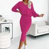 Dames Tweedeelig Vest Jurk V-hals Trui Trui Lange Rok Pak