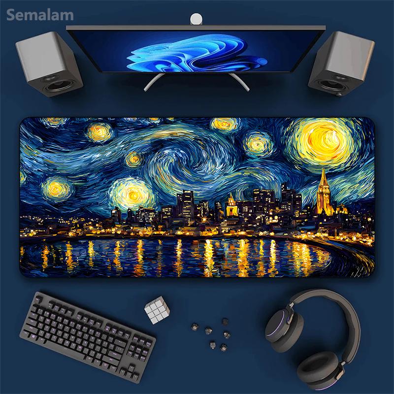 Oil Painting Landscape Mouse Pad Large Gaming Mats Nonslip Rubber Base x Desk Mat Washable Pads for Game Office Playmat