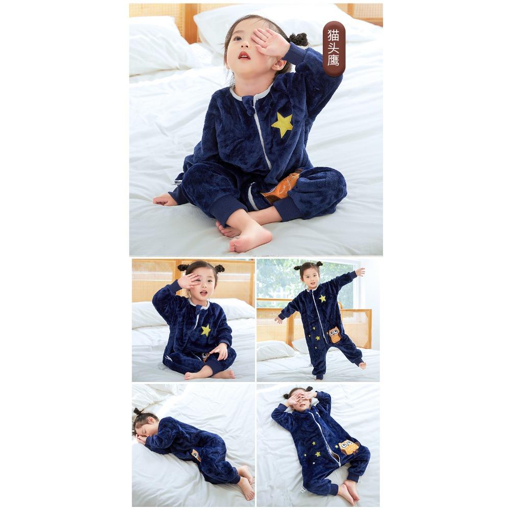 Pigiama a gamba divisa per bambini Autunno Inverno Tutina in flanella per neonati Sacco a pelo per neonati e bambini Tuta