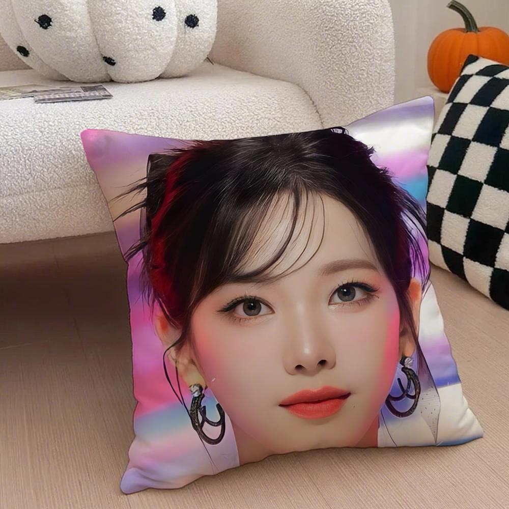 Elegant Korean Beautiful Singer KKarina Cushion Cover Throw Pillow Cover Hidden Button Durable Polyester Chair Cushion