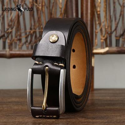 Gürtel Herren Retro Schlicht Lässig Edelstahlschnalle Echtes Rindsleder Oberfläche Jugend All-Matching Jeans Gürtel Herren