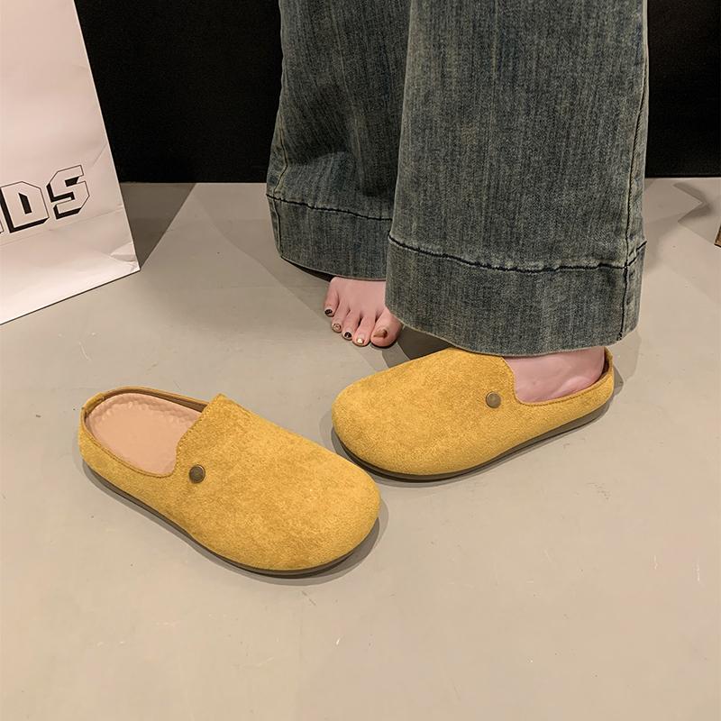 Mode Täckta Tå Flatskor Dam Damslippers Tofflor 2025 Mjuka Retro Täckta Tå Damskor Damtofflor 2025 Platta Mjuka Retro