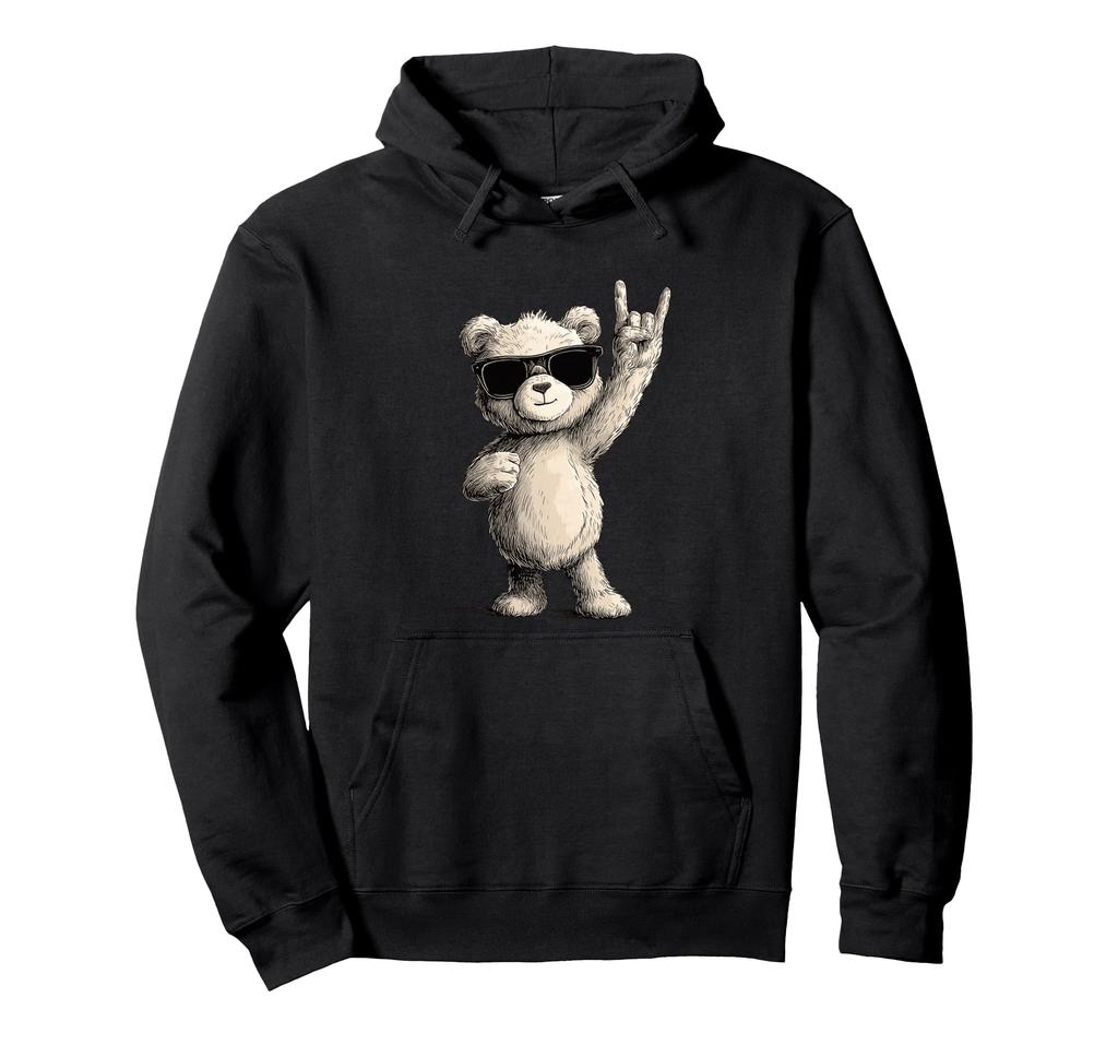 Cool Teddy Bear Lock-On Sunglasses Hoodie