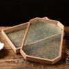 Black/White Square or Octagon 1pc Vintage Wood Crabapple Embossed Glass Desktop Tea tray,Walnut Snack Fruit Household Storage Tray.