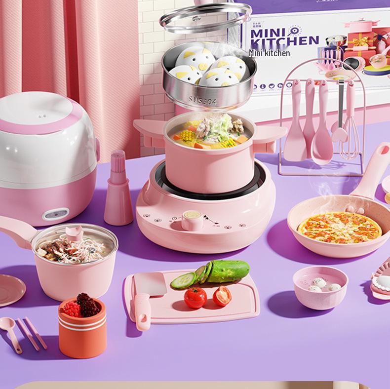 Mini Kitchen Set: Real Cooking & Eating Educational Toy for Boys & Girls - Perfect Children's Day Gift
