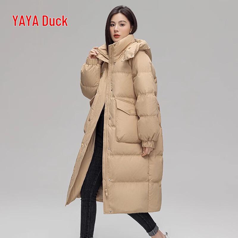Yaya Damen Mittellange Daunenjacke mit Kapuze